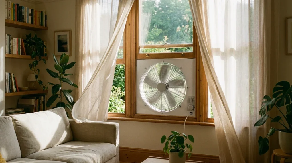 Which way should a window fan point?
